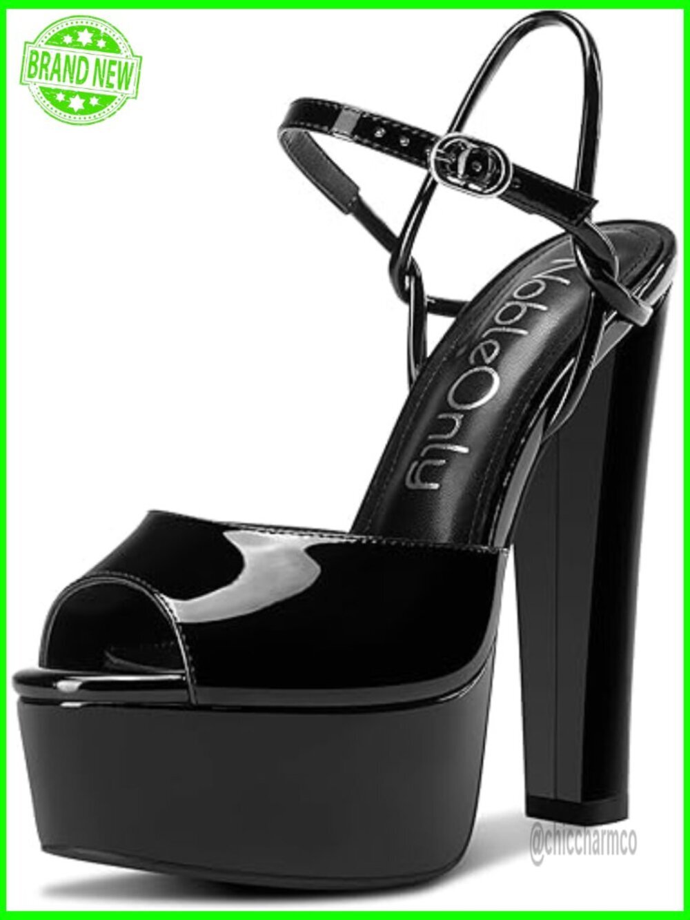 5.9" Chunky Block Heel Ankle Strap Platform Sandals Peep Toe Wedding Party